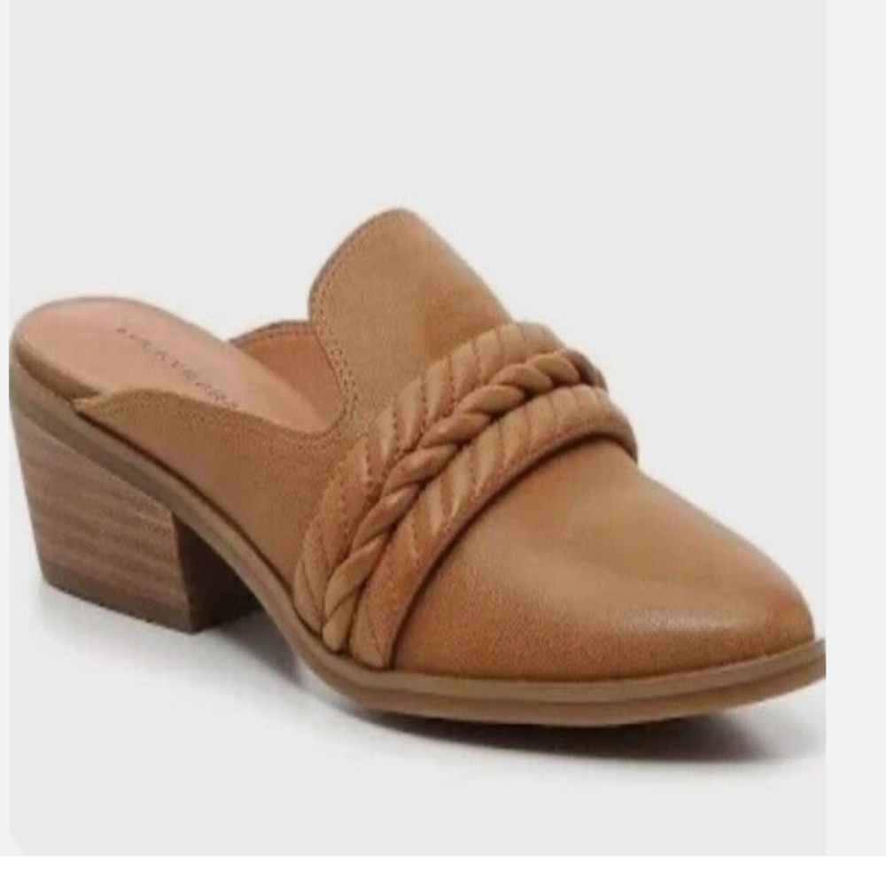 Lucky Brand Melaida Cognac Leather Heeled Mules Womens Size 8M